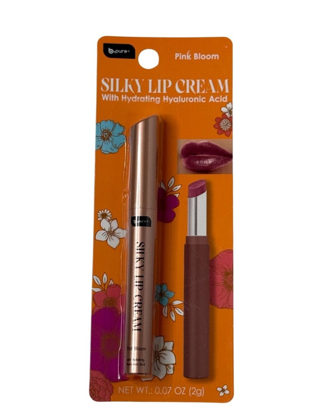 B Pure Silky Lip Cream Pink Bloom Hydrating Hyaluronic Acid New